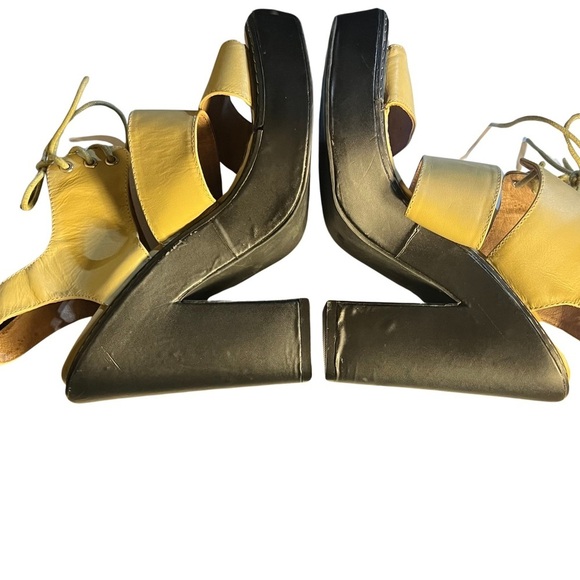 Jeffrey Campbell x Free People Butter Yellow Leather Boho Tie Platform Heels 8 - Picture 7 of 15